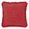 Red Snowflake Stone Washed Fringed Pillow 12x12 - The Village Country Store 