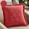 Red Snowflake Stone Washed Fringed Pillow 12x12 - The Village Country Store 