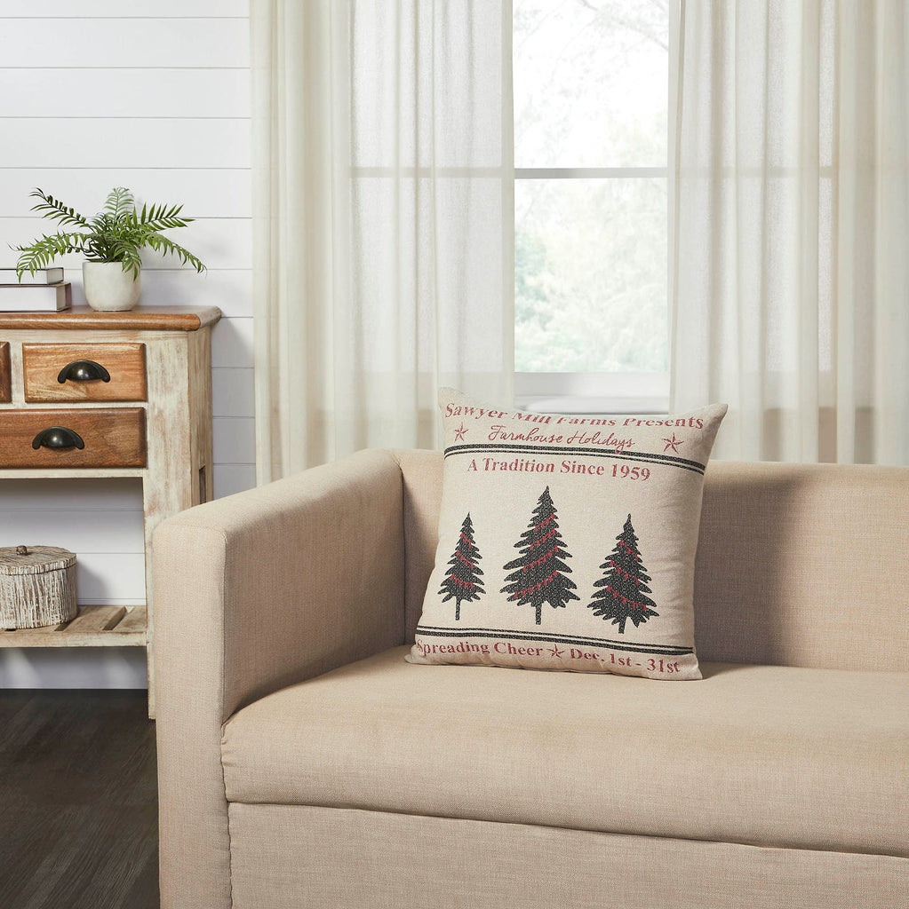 Seasons Crest Pillow Sawyer Mill Holiday Tree Pillow 18x18