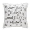 Yuletide Burlap Antique White Snowflake Kisses Pillow 12x12 - The Village Country Store 