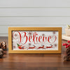 Seasons Crest Sign Believe Santa Sleigh Framed Wall Hanging Sign 6x12