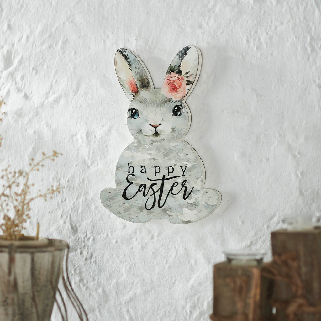 Bunny Sign Store Bunny Hop Happy Easter Bunny MDF Wall Sign 12x9x0.5