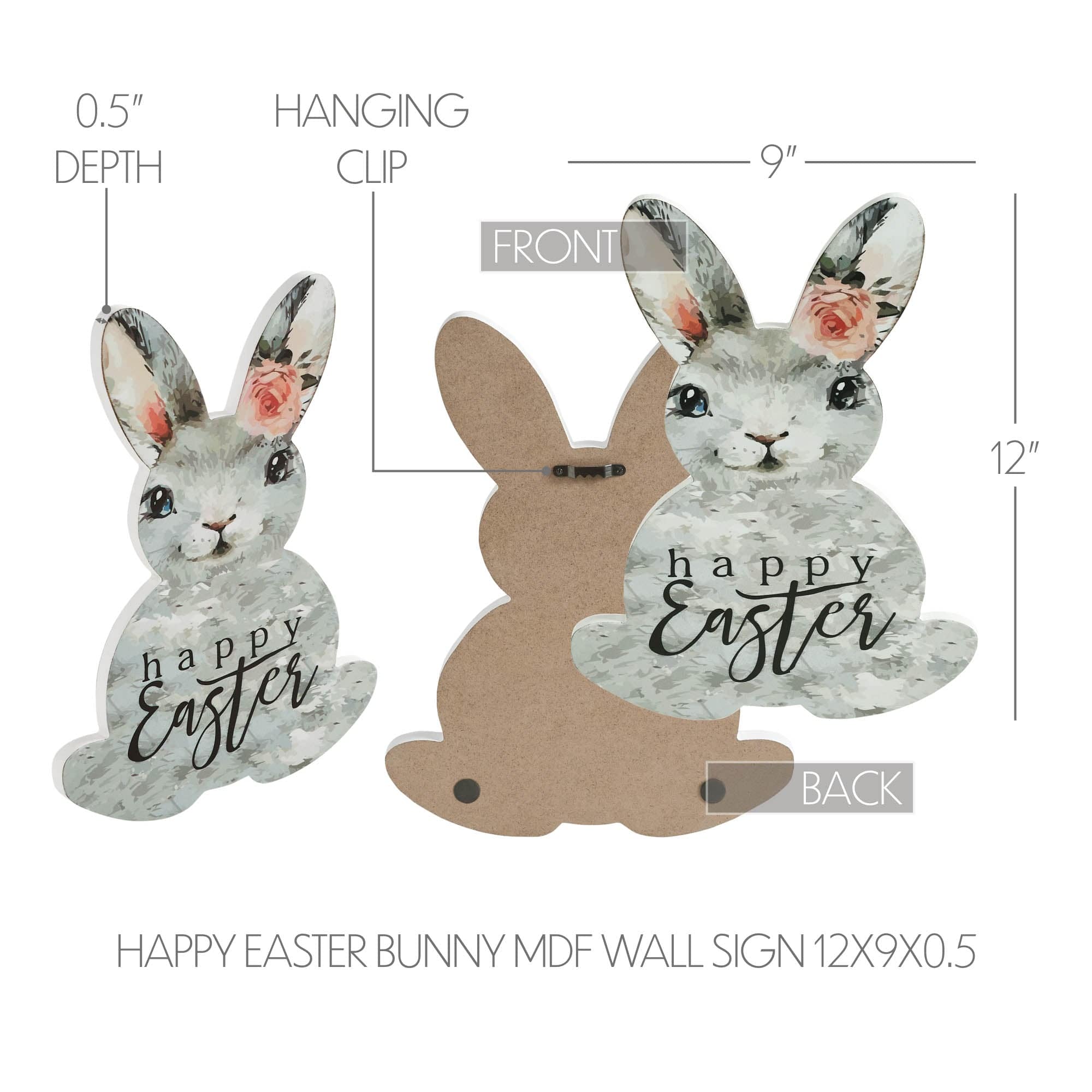 Bunny Sign Store Bunny Hop Happy Easter Bunny MDF Wall Sign 12x9x0.5