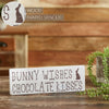 Seasons Crest Sign Bunny Wishes Chocolate Kisses Wooden Sign 4x12
