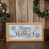 Happy Holidays Snowflakes Framed Wall Hanging Sign 8x16 - The Village Country Store 