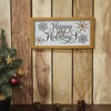 Happy Holidays Snowflakes Framed Wall Hanging Sign 8x16 - The Village Country Store 