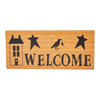 Prim Stars w/ Raven Saltbox House Mustard Base Welcome MDF Sign 7x16 - The Village Country Store 