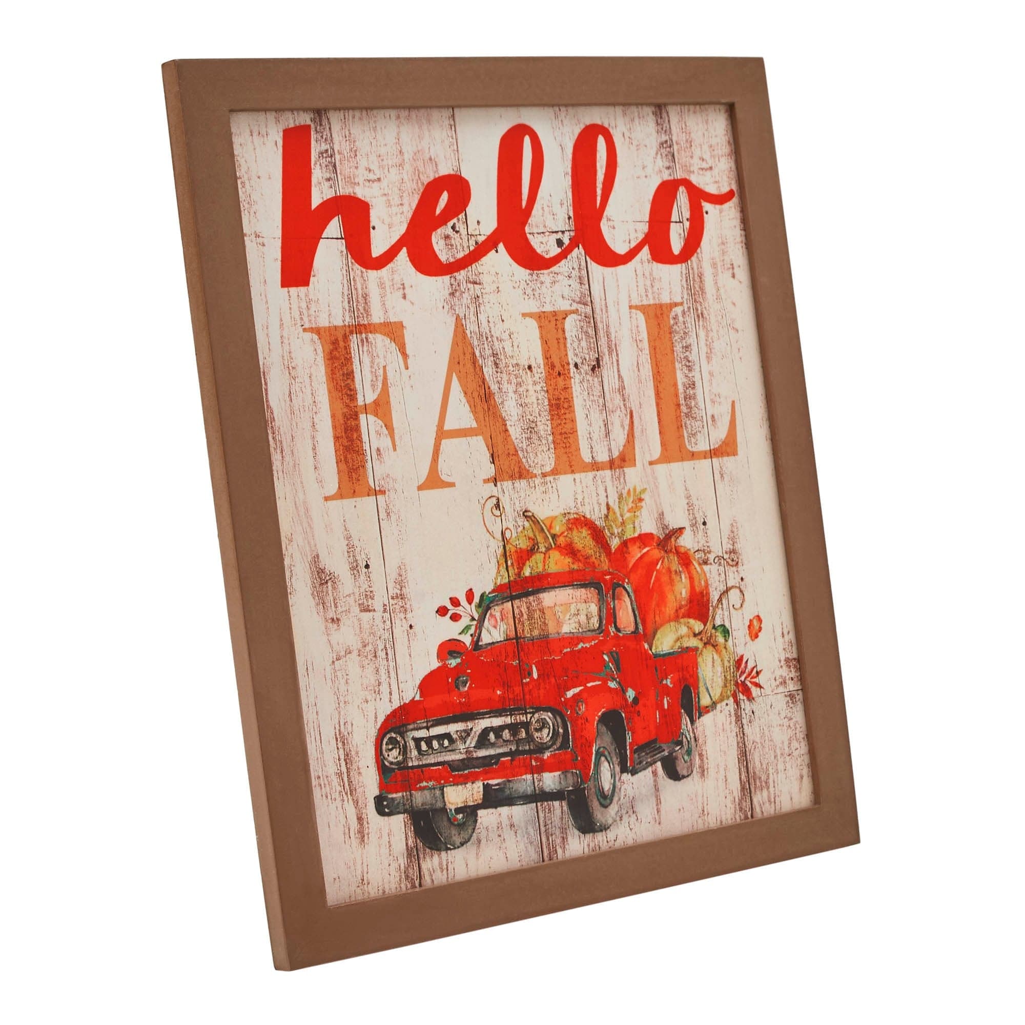 Letrero Fall Shiplap Hello Fall Red Truck Wall Sign 13x11