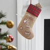 Seasons Crest Stocking Burlap Natural Jute Plaid Airmail Stocking 12x20