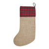 Seasons Crest Stocking Burlap Natural Jute Plaid Airmail Stocking 12x20