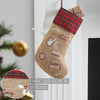 Seasons Crest Stocking Burlap Natural Jute Plaid Airmail Stocking 12x20