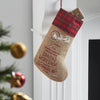 Seasons Crest Stocking Burlap Natural Jute Plaid Santa's Workshop Stocking 12x20