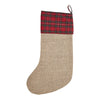 Seasons Crest Stocking Burlap Natural Jute Plaid Santa's Workshop Stocking 12x20