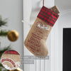 Seasons Crest Stocking Burlap Natural Jute Plaid Santa's Workshop Stocking 12x20