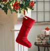 Seasons Crest Stocking Quilted Red Velvet Stocking with White Bow 11x18