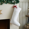 Seasons Crest Stocking Quilted White Velvet Stocking with Red Bow 11x18