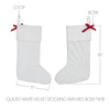 Seasons Crest Stocking Quilted White Velvet Stocking with Red Bow 11x18