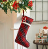 Seasons Crest Stocking Red and Black Tartan Plaid Stocking 11x18