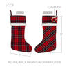Seasons Crest Stocking Red and Black Tartan Plaid Stocking 11x18