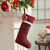 Seasons Crest Stocking Red and Black Tartan Plaid Stocking 11x18