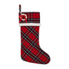 Seasons Crest Stocking Red and Black Tartan Plaid Stocking 11x18