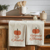 Harvest Blessings Pumpkin Tea Towel Set of 2 19x28 - The Village Country Store 
