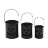 Seasons Crest Tealight Candle Holder Jack-O-Lantern Bucket Set of 3 - 5/6/7 inch