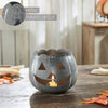Seasons Crest Tealight Candle Holder Jack-O-Lantern Candle Holder Antique Grey 6.25x7.5x7.5