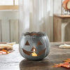 Seasons Crest Tealight Candle Holder Jack-O-Lantern Candle Holder Antique Grey 6.25x7.5x7.5