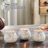 Seasons Crest Tealight Candle Holder Jack-O-Lantern Candle Holder Antique White Set of 3 - 3x3.5x3.5