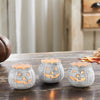 Seasons Crest Tealight Candle Holder Jack-O-Lantern Candle Holder Antique White Set of 3 - 3x3.5x3.5
