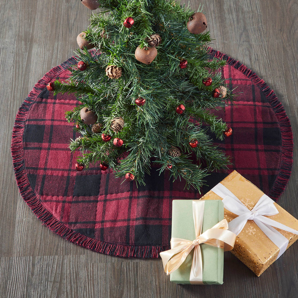 Cumberland Red Black Plaid Tree Skirt 24 - The Village Country Store
