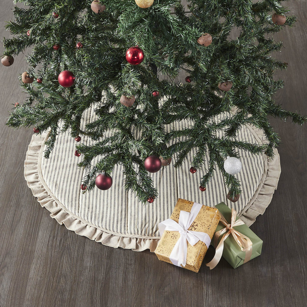 Sawyer Mill Charcoal Ticking Stripe Tree Skirt 36 - The Village Country Store