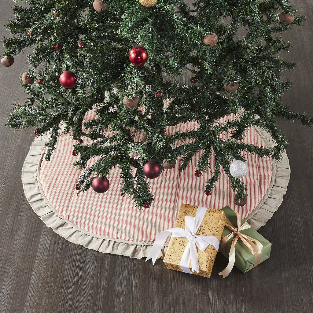 Sawyer Mill Red Ticking Stripe Tree Skirt 36 - The Village Country Store