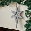 Seasons Crest Wall Hanging Northern Yule Distressed Grey Wooden Star 12x8x0.75