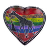 SMOLArt Home Set of African Soapstone Hand-painted Heart Trinket Dishes with Rainbow Safari Painting