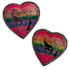 SMOLArt Home Set of African Soapstone Hand-painted Heart Trinket Dishes with Rainbow Safari Painting