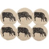 April & Olive Coaster Sawyer Mill Charcoal Cow Jute Coaster Set of 6