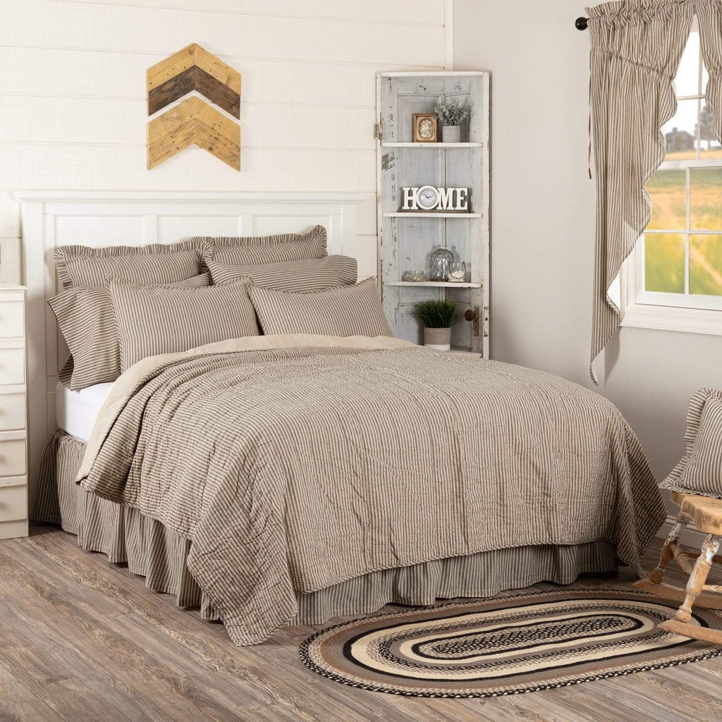April & Olive Coverlet Sawyer Mill Charcoal Ticking Stripe Quilt Luxury King Coverlet 120Wx105L
