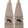 Sawyer Mill Charcoal Cow Button Loop Kitchen Towel Set of 2 - The Village Country Store 