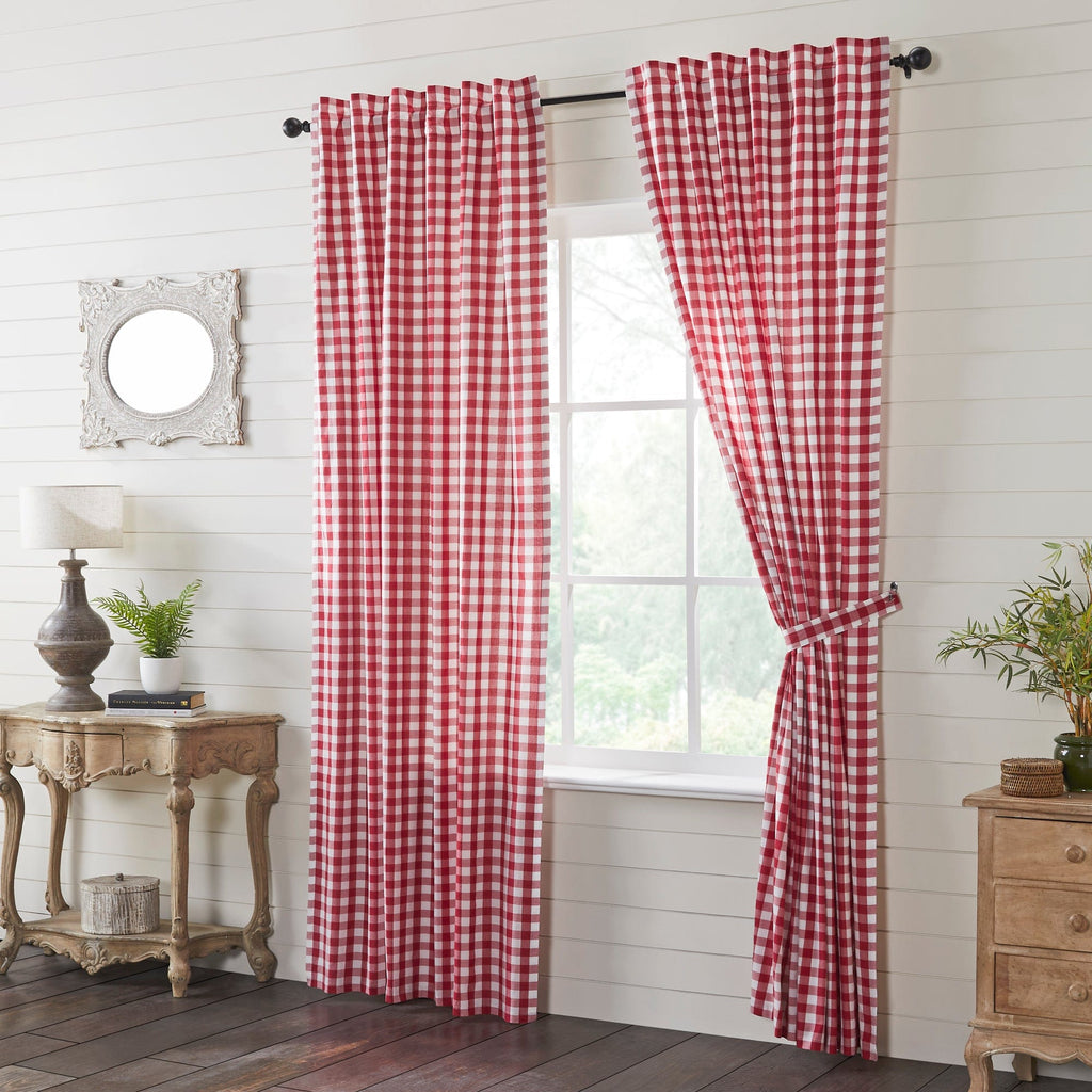 April & Olive Panel Annie Buffalo Red Check Panel Set of 2 96x50