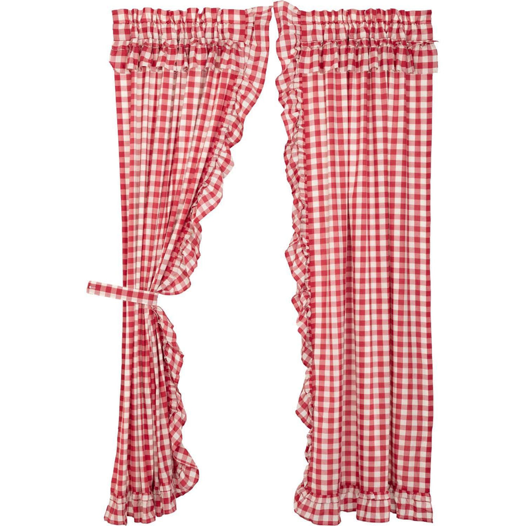Annie Buffalo Red Check Ruffled Panel Set of 2 84x40