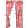Annie Buffalo Red Check Ruffled Panel Set of 2 84x40 - The Village Country Store 