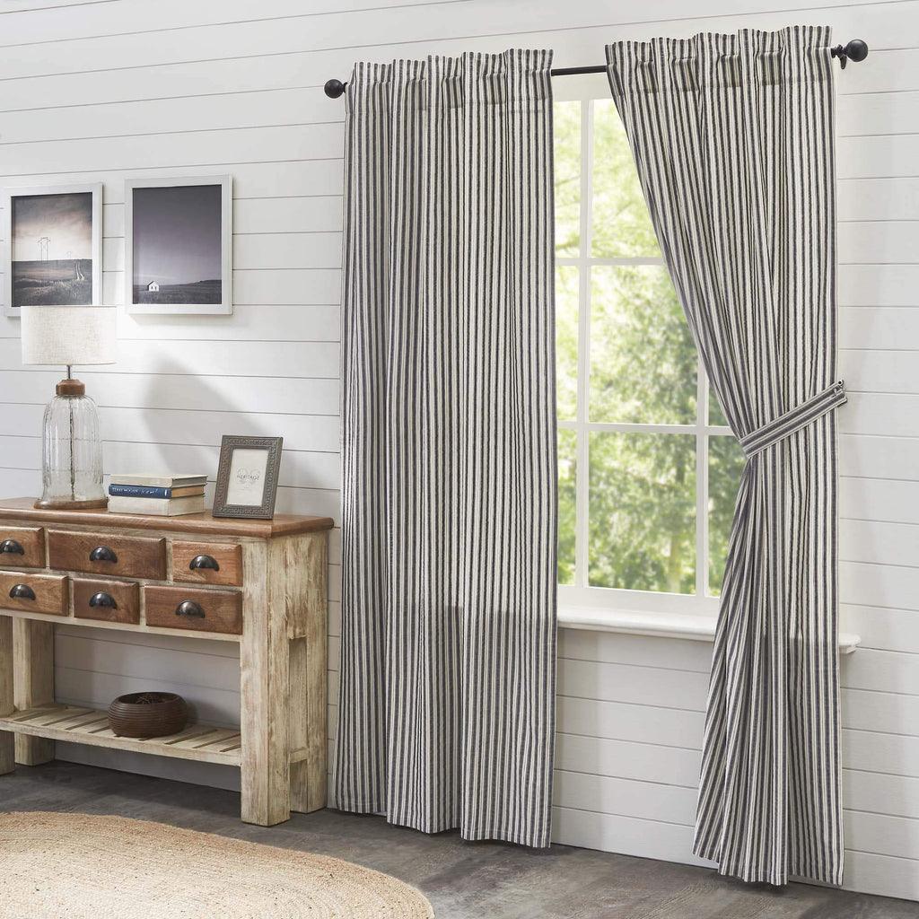 Ashmont Ticking Stripe Panel Set of 2 84x40 - The Village Country Store