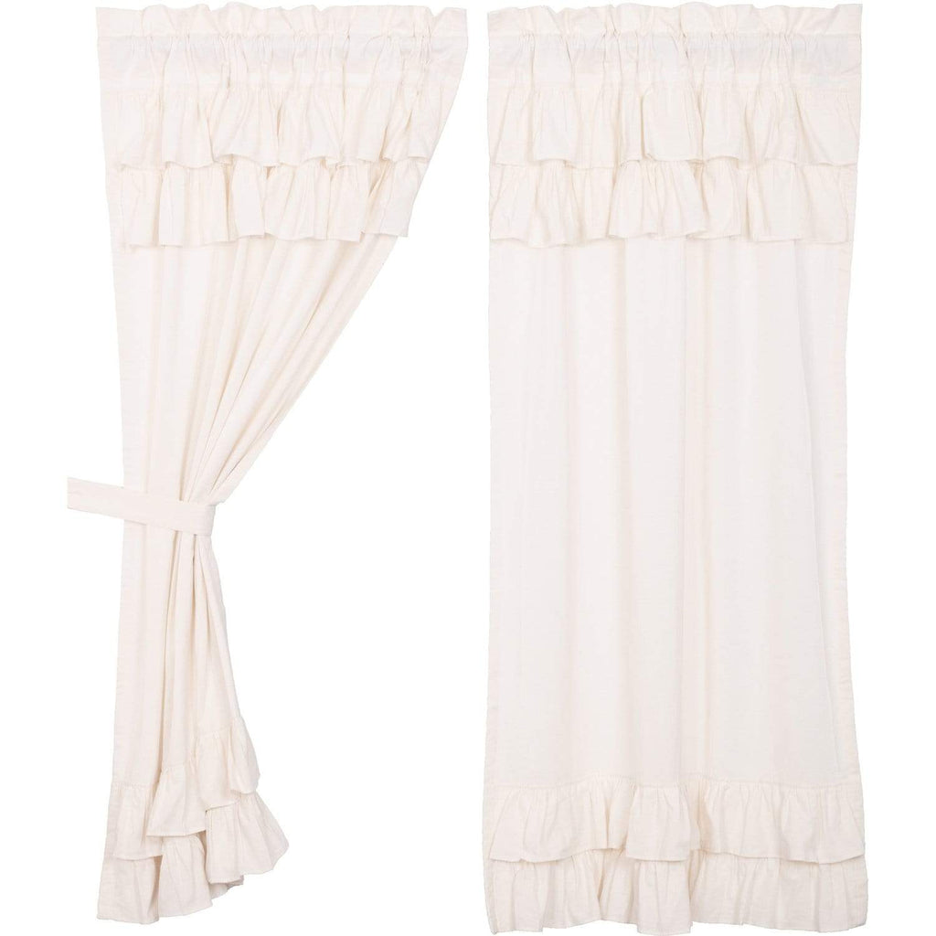 Simple Life Flax Antique White Ruffled Short Panel Set of 2 63x36 - The Village Country Store