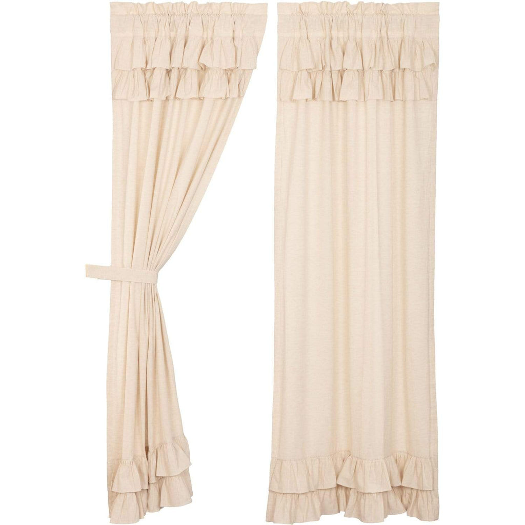Simple Life Flax Natural Ruffled Panel Set of 2 84x40 - The Village Country Store