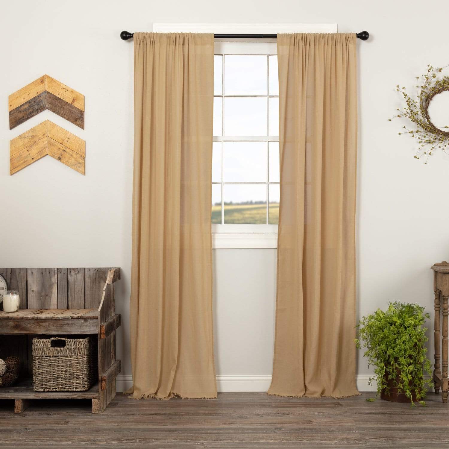 tobacco shade cloth Heirloom Cream 63" Unlined Cotton Single Curtain Panel by Raghu L63xW36 (in) Material Tobacco Cloth Natural Valance (Choose