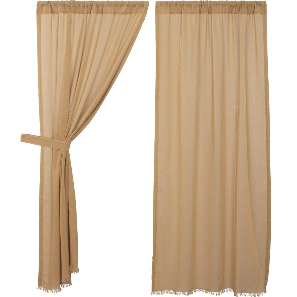 Tobacco Cloth Khaki Short Panel Fringed Set of 2 63x36 - The Village Country Store