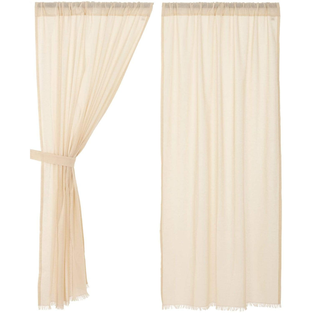 Tobacco Cloth Natural Short Panel Fringed Set of 2 63x36 - The Village Country Store