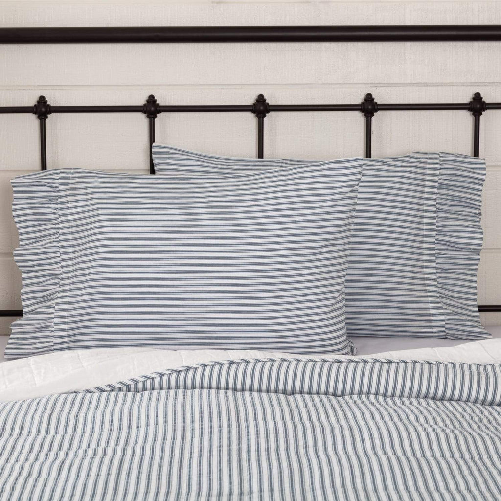 Sawyer Mill Blue Ticking Stripe Standard Pillow Case Set of 2 21x30 - The Village Country Store